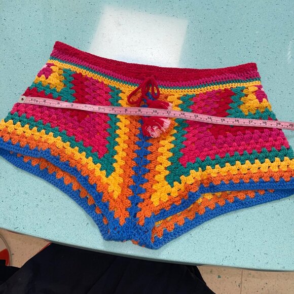Farm Rio Womens Shorts Size Small Multicolor Crochet Striped Drawstring - Picture 7 of 10